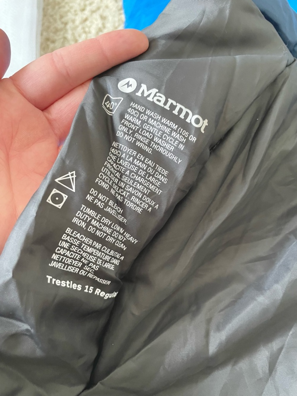 Marmot Trestles 15 Regular Length Sleeping Bag Lightweight Packable Backpacking - Picture 10 of 15